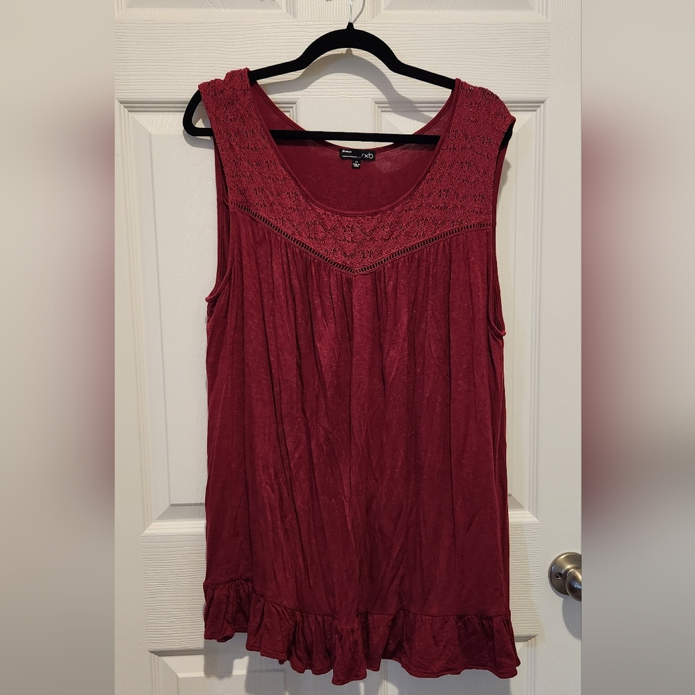 RXB Burgundy Sleeveless Lace Blouse